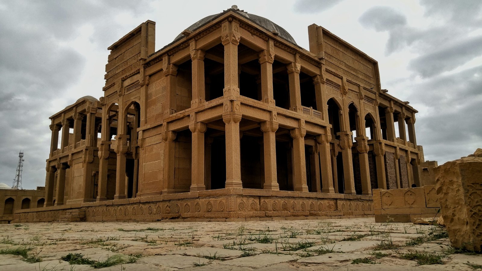 Intricately carved tombs at the Makli Necropolis, one of the world's largest funerary sites, near Thatta, Sindh