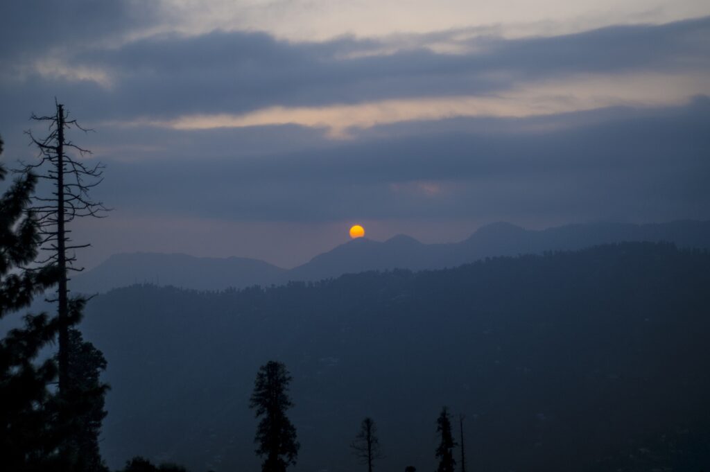 Beautiful Murree hills covered with lush green trees and scenic mountain views in Pakistan
