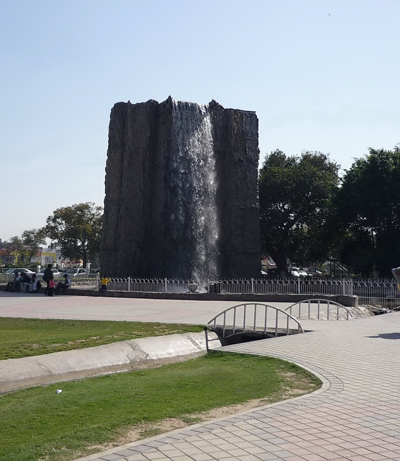 Waterfall feature at Jilani Park (Race Course Park) in Lahore