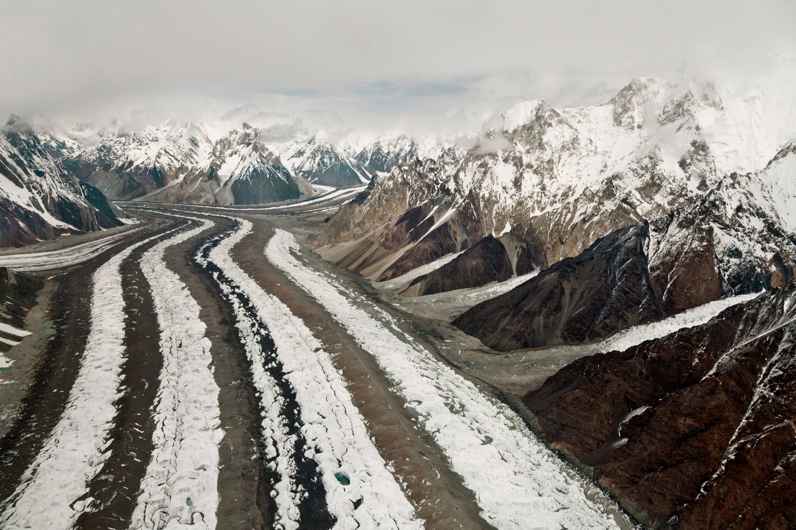 Baltoro Glacier in the Karakoram range, Gilgit-Baltistan, Pakistan, a major trekking route toward K2
