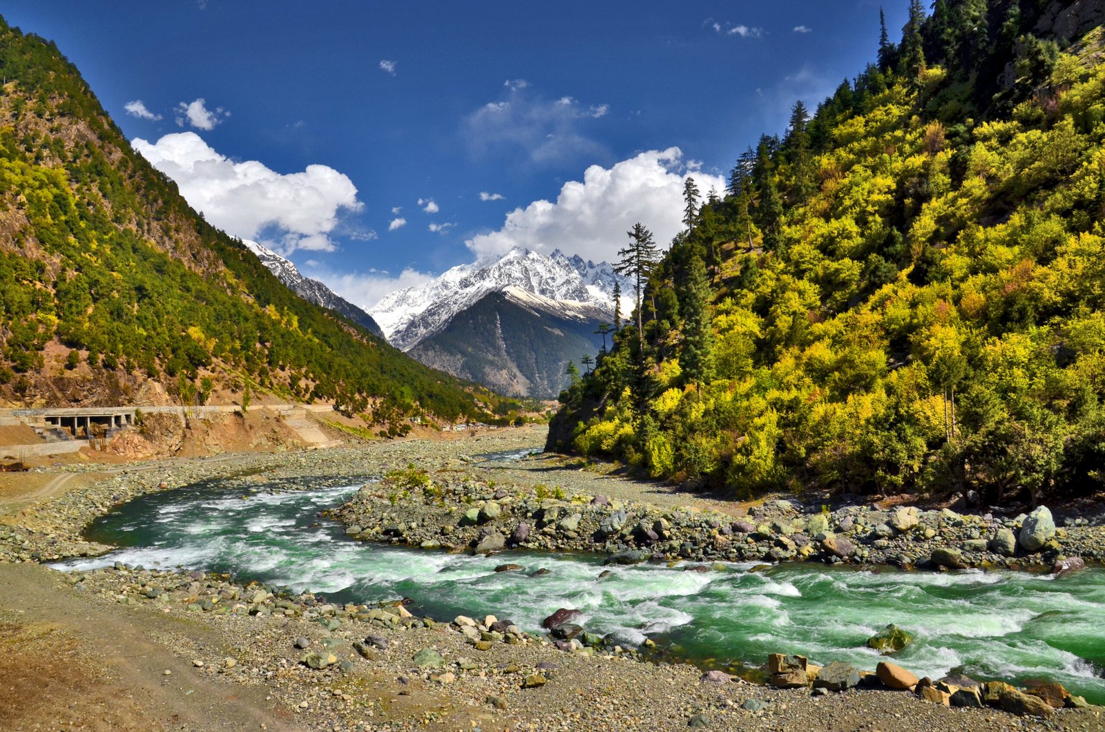 Swat River rapids at Kalam, Khyber Pakhtunkhwa, Pakistan, a popular white-water rafting spot